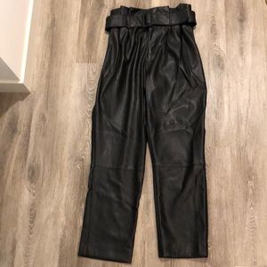 H&M FAUX LEATHER PAPERBAG PANTS